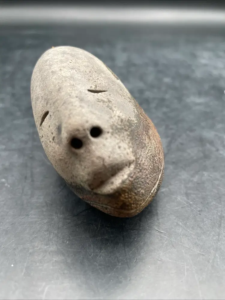 VTG Deva Spirit Raku Face Studio Art Pottery By Nan Emmett 2” Tall