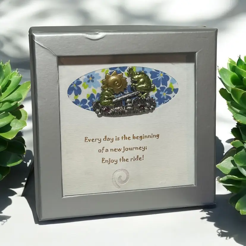 Darling Dash Pewter Enamel Pin 2007 Frogs On Seesaw With Card New in Box