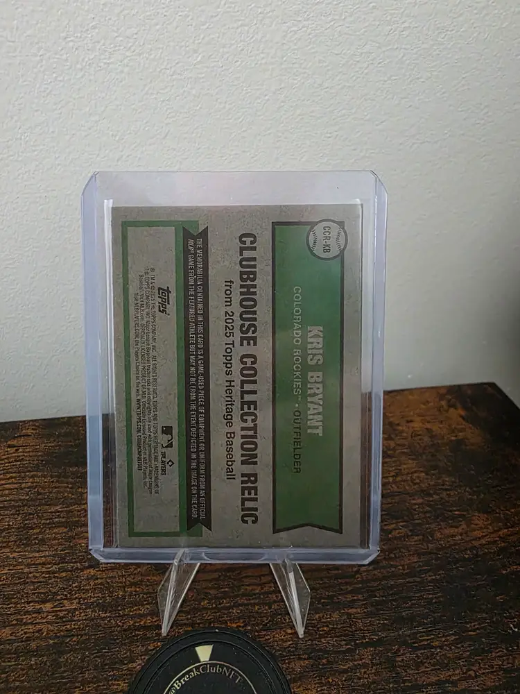 Kris Bryant 2025 Topps Heritage Game Used Relic