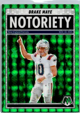2024 Panini Mosaic Drake Maye #10 Notoriety Green Mosaic Patriots