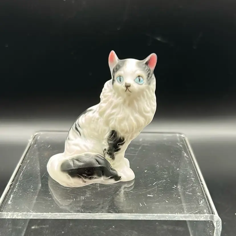 Vintage Bone China, Black And White Cat Figurine, Japan
