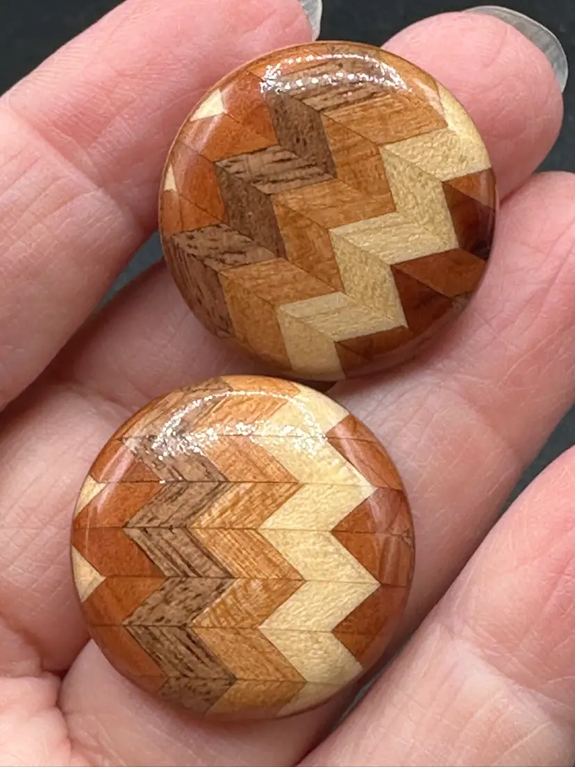 Vintage Hand Turned Wood Tiger's Eye Pierced Earrings Brown and Fabulous!