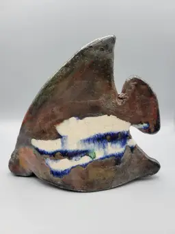 #01 Raku Pottery Angel Fish Sculpture