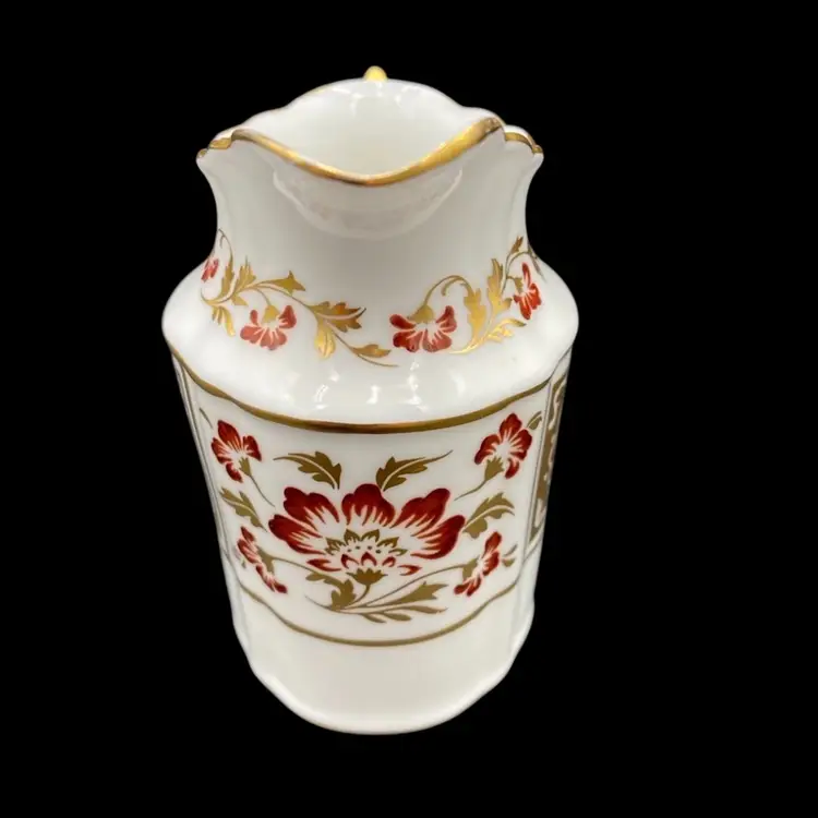 1974 Royal Crown Derby English Bone China Creamer, Red Derby Panel Pattern