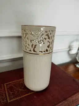 Lenox Glenwood Woodland Animals Pierced Gilt Porcelain Vase
