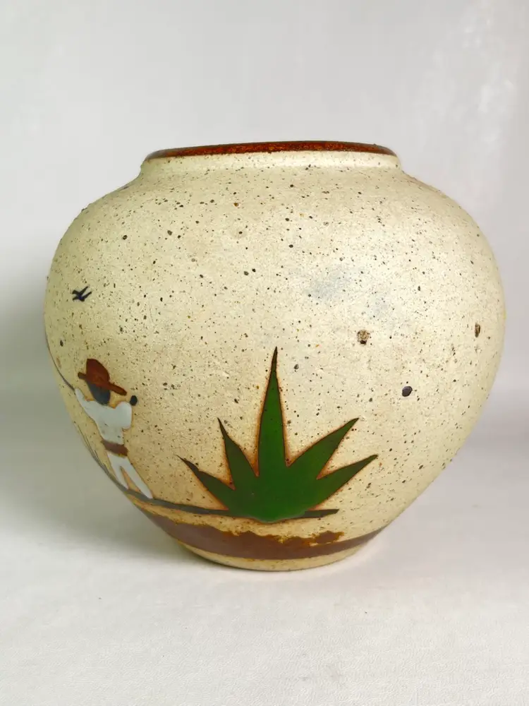 Mexican Tonala Hand Painted Southwest Pottery Mother & Children Vase