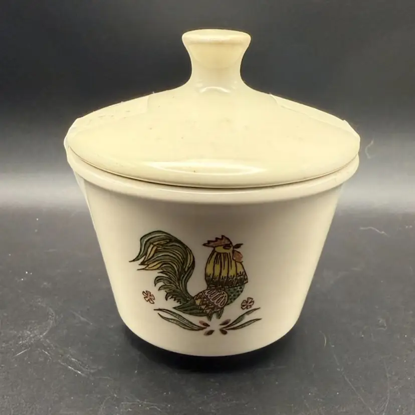 MCM Vintage Ceramic Rooster Lidded Dish