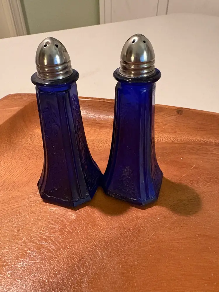 Vintage Cobalt Blue Salt And Pepper Shakers.