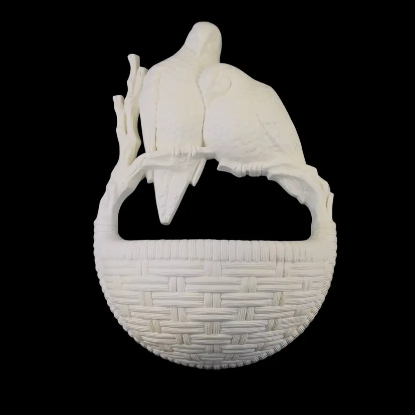 Vintage Bird Wall Pocket Art Planter Basket Weave By Burwood Products Co 1977
