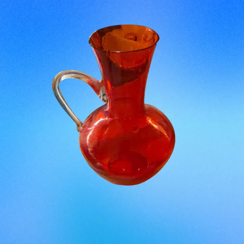 Lewis’s Corporation Made In Japan, Orange Blown Glass Pitcher As Is