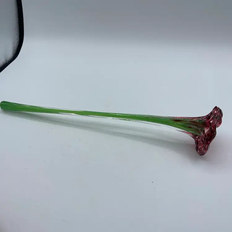 13-Hand Blown Glass Long Stem Flower Decorative Figure 12”