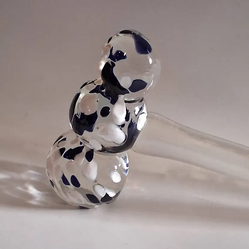 Vintage Rare, Art Glass Cobalt & White Spatter, Gavel / Hammer Paperweight