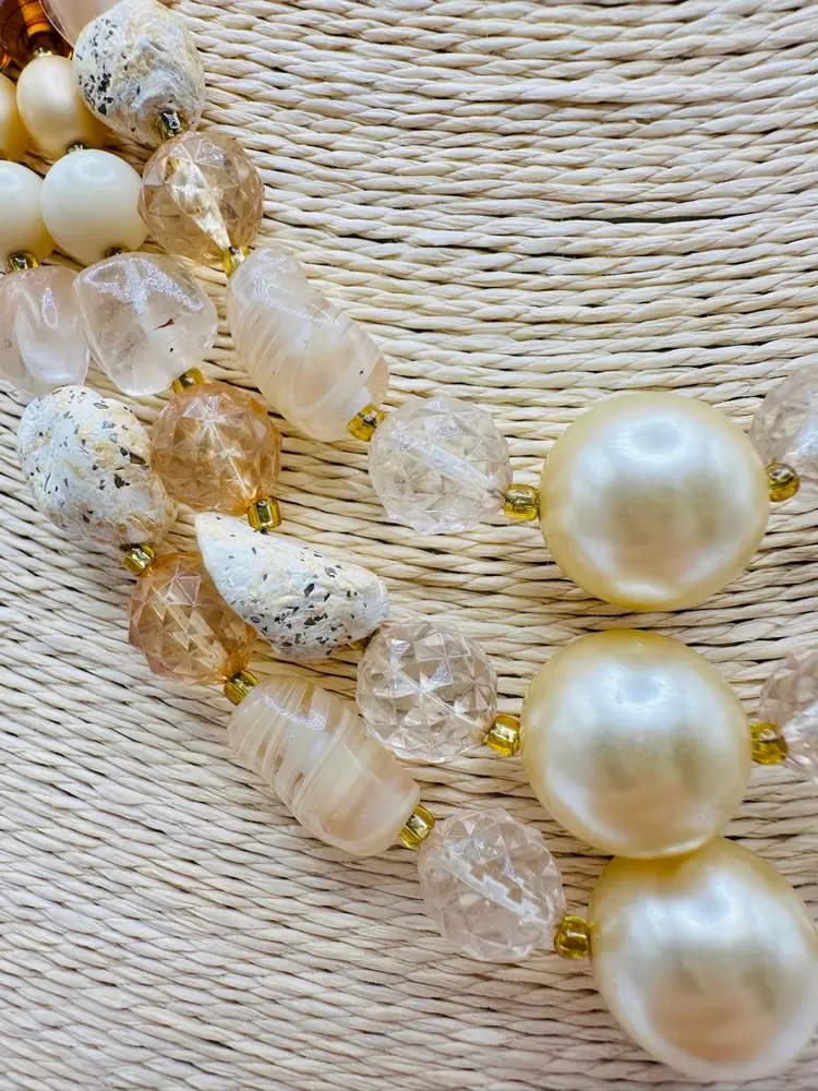 Vintage Japan Multi Mix Glass & Stone Necklace