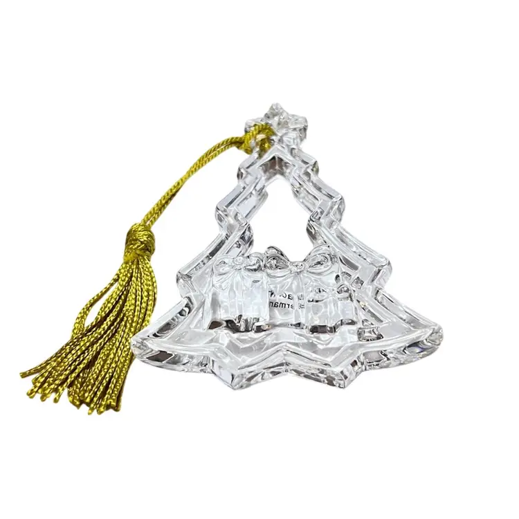 CRYSTAL TREE ORNAMENT By Gorham Crystal Holiday Christmas Gift Present Glass