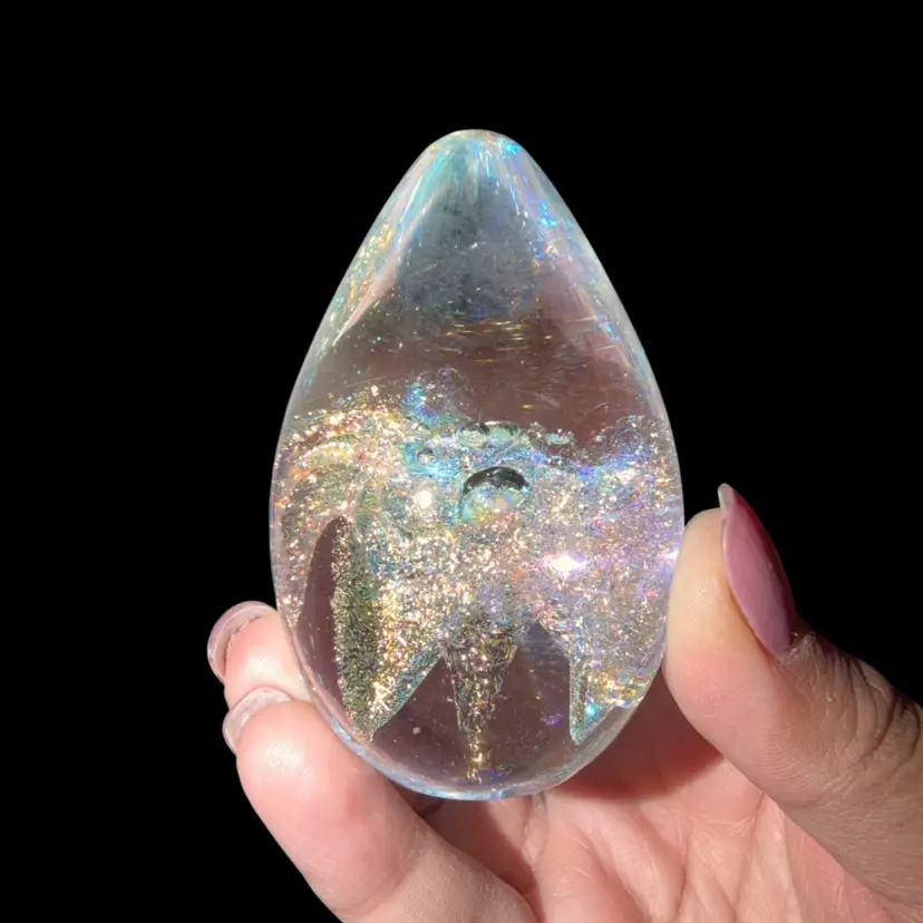 GES Beautiful Iridescent Dichroic Art Glass Paperweight Signed Dated