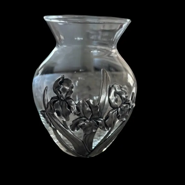 Seagull Pewter Iris Appliqué Vase