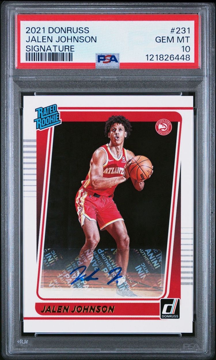 Jalen Johnson Donruss Rated Rookie Signature Auto RC PSA 10 (Pop 2) Atlanta Hawks
