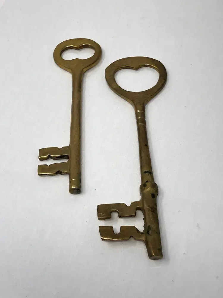 Pair of Decorative Brass Skeleton Keys