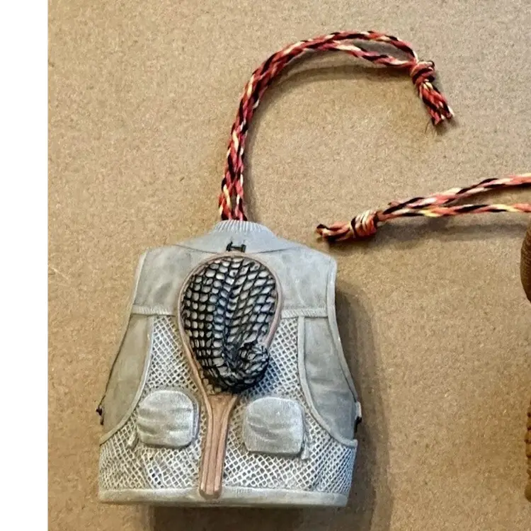 Vintage Outside Inside Resin FISHING VEST Christmas Ornaments