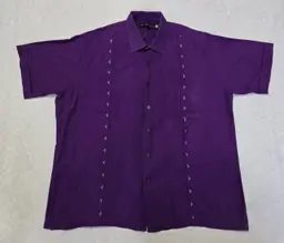 John Henry Button Down Womens XL Purple Shirt