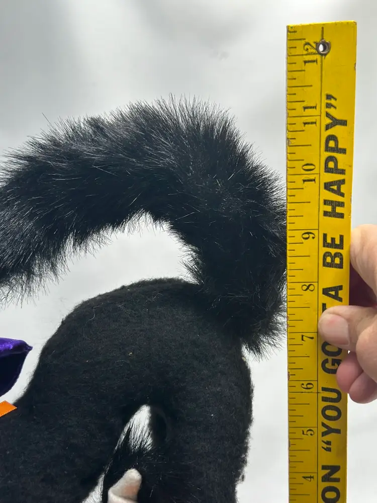 ANNALEE 2009 Large Retired Black Cats W Purple Witch Hat And Small Scaredy Cat