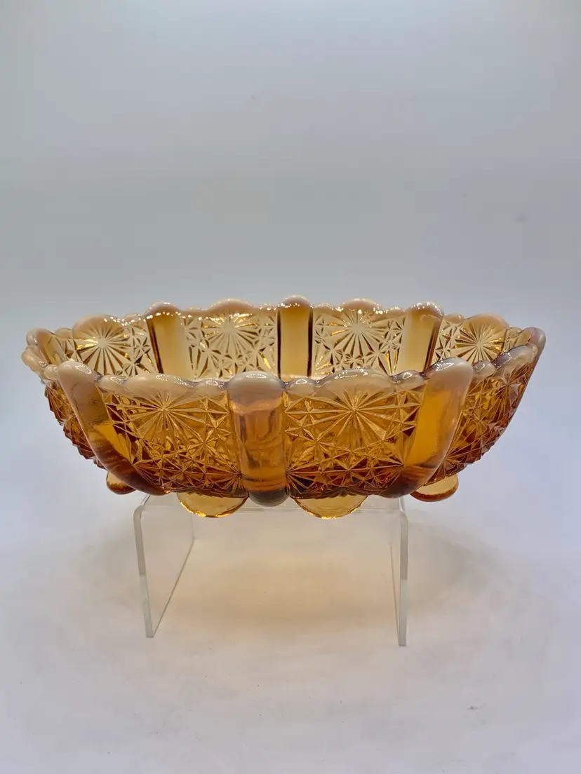 Fenton Olde Virginia Cameo Glass Dish, Opalescent White Tip Trinket Candy Dish