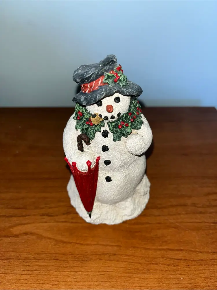 Vintage June McKenna Flat Back Snowman Christmas Figurine 1994 "Snow Showers"