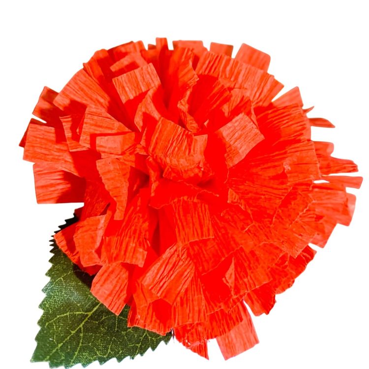 Vibrant Crepe Paper Flowers Made By Me Res Color Marigold Carnation Blossom 3.5-4” Diameter Blossom And 5.5-6” Tall Overall