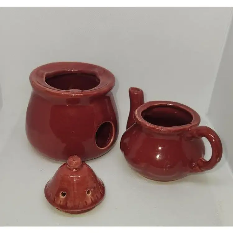 VINTAGE MINIATURE TEAPOT TEA LIGHT GLAZED POTTERY ORIGINAL WARMER