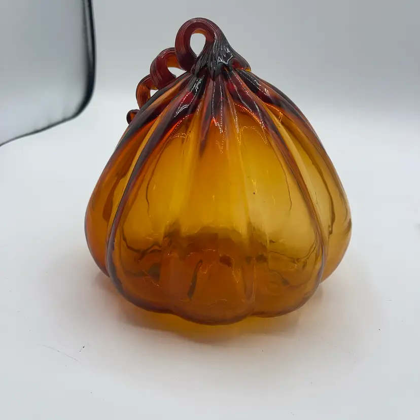 Art Glass Deep Orange Pumpkin 5.5”