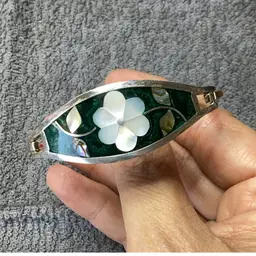 Alpaca Mexico Bracelet Mother Of Pearl Abalone 6.5 - 7”