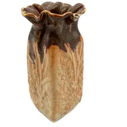 04 - Barbara Haring Maine Studio Pottery Bud Vase Tan And Brown 3.75”