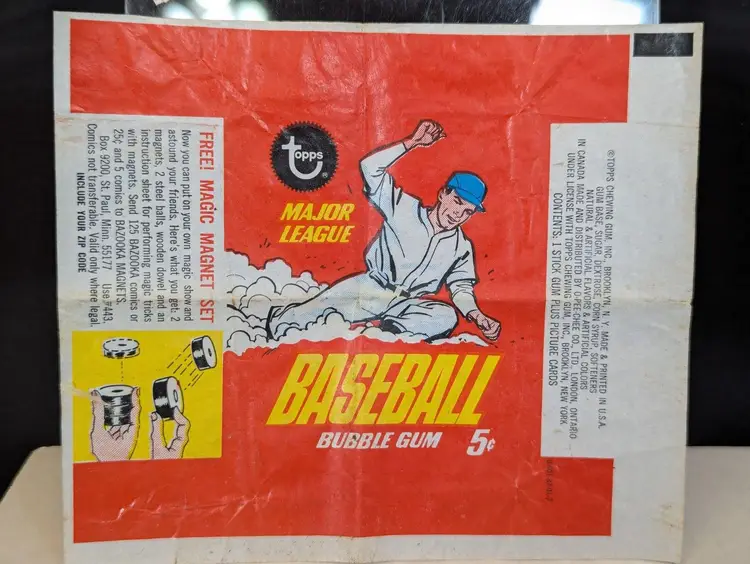 1967 TOPPS BASEBALL 5¢ Vintage Wax Pack Wrapper With Magnet Advertising