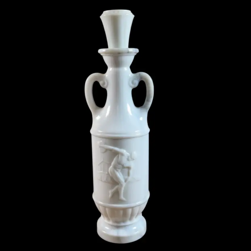 021. MCM Jim Beam Slag Glass Greek Discus Thrower Liquor Bottle 13.25”