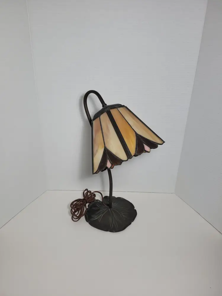 Stained Glass Gooseneck Table Desk Lamp Fixture Tested