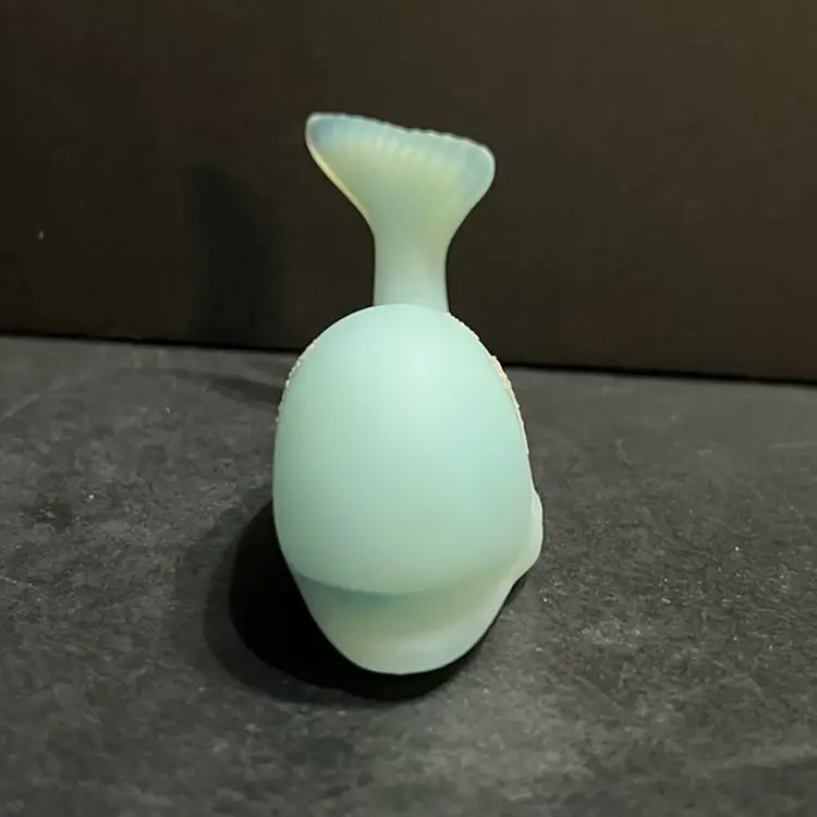 Fenton Hand Painted Blue Satin Whale, Signed ~2.25” x 5.25” x 1.5”