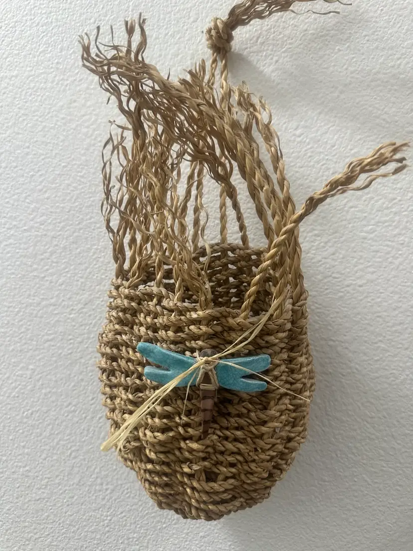 Seagrass Woven Hanging Wall Basket So Carolina Pottery Dragonfly Attached