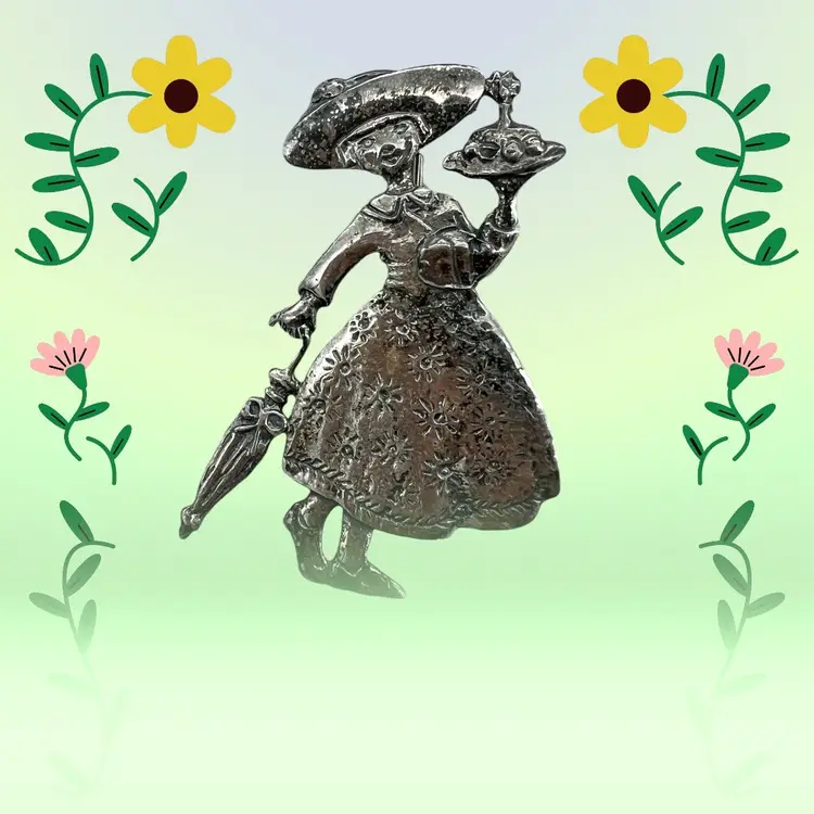 Vintage ESTATE Mary Engelbreit’s Ann Estelle pin Brooch. 925 Sterling. 2”