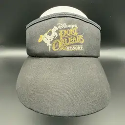Vintage Disney Resort Visor Port Orleans Black Adjustable Strap Back USA