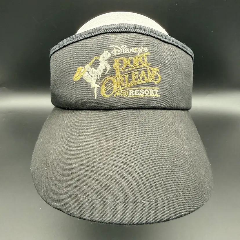 Vintage Disney Resort Visor Port Orleans Black Adjustable Strap Back USA