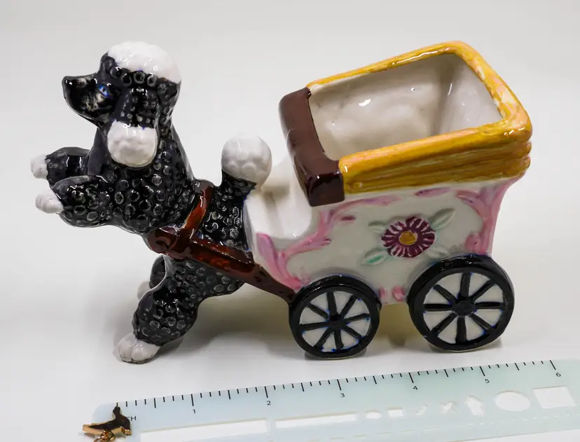 Vintage Poodle Pulling a Cart Planter
