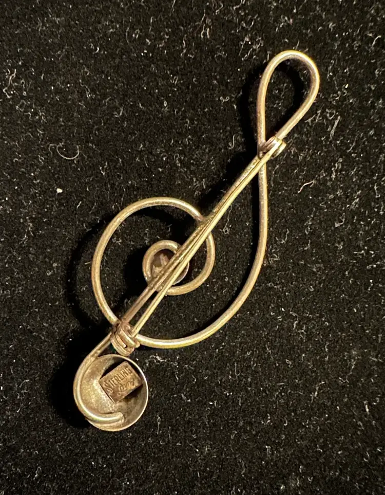 Lang Sterling Silver Treble Clef Figural Pin Music