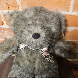 Vintage 1989 Fiesta Mirage Teddy Bear Plush 16” Faux Salt & Pepper Gray Fur Plushie With Tag