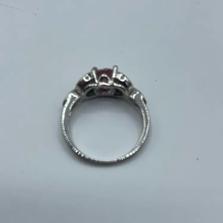 Sterling Silver Ring Size 10 1/2 Pink Stones