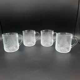 Duralex France Clear Glass Christmas Tree Mugs Set Of 4