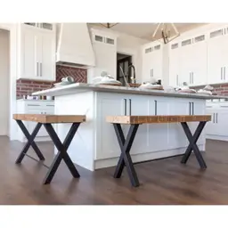 Counter Height Bench with "X" Metal Legs