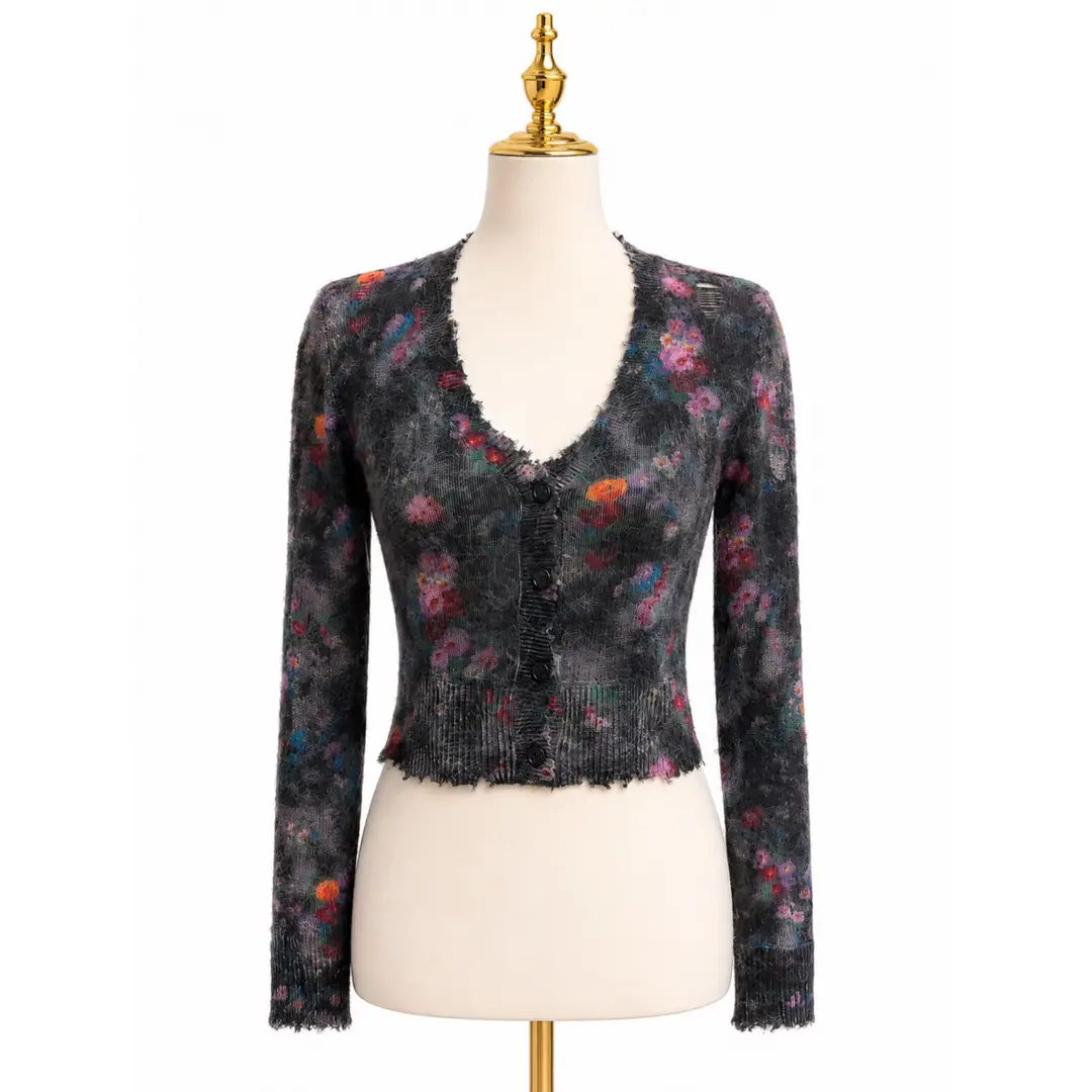 R13 Distressed Floral Cardigan Sz S