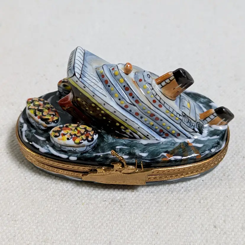 Titanic Trinket Box French Hand Painted