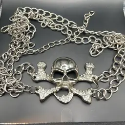 Double Stranded Skull And Crossbones Heavy Chain Link Belt