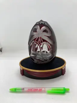 Red/Purple cut glass Christmas egg